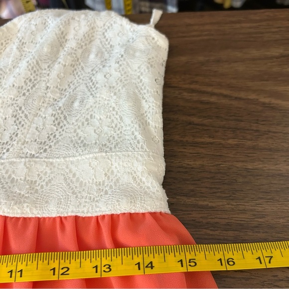 Wet seal White Lace and Orange High-Low Dress L - Picture 7 of 9